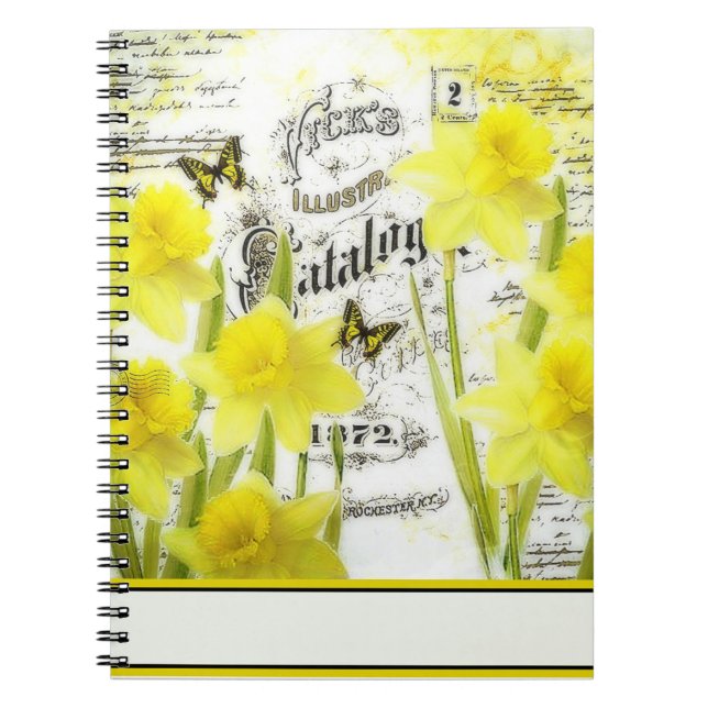 Caderno Espiral Daffodils de vindima (Frente)