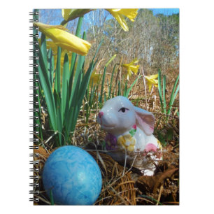 Caderno Espiral Daffodils e ovo de Páscoa azul