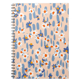 Caderno Espiral Daisies Botânicas: Padrão De Vintage Sem Olhos.