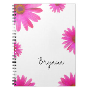 Caderno Espiral Daisies Cor-de-Rosa Floral Margarida Diário Elegan