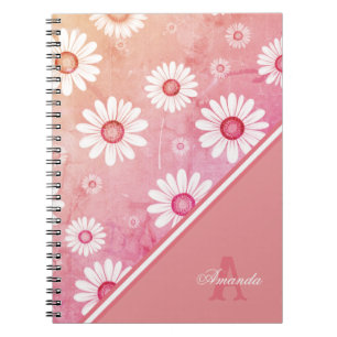 Caderno Espiral Daisy Blooms: Padrão Floral Minimalista