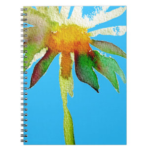 Caderno Espiral Daisy Blue Modern Art flower