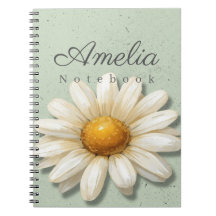 Daisy Floral Notebook Name | Sage Green Journal