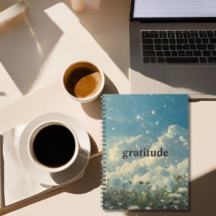 Caderno Espiral Daisy Flower Cloudy Diário de Gratidão Estética