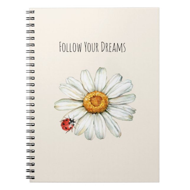 Caderno Espiral Daisy Flower Red Black Ladybug (Frente)