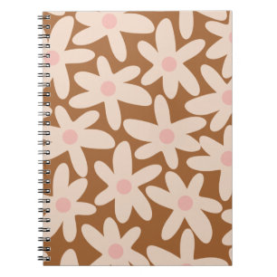 Caderno Espiral Daisy Time Cute Floral Patterno Brown and Blush