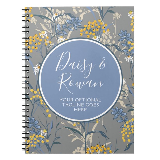 Caderno Espiral Daisy Wildflower & Yellow Rowan Berries Floral (Frente)