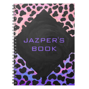 Caderno Espiral Dalmatiano Monograma Preto e Rosa