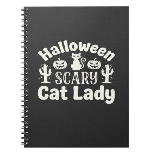 Caderno Espiral Dama de Gato Assustador de Halloween_1