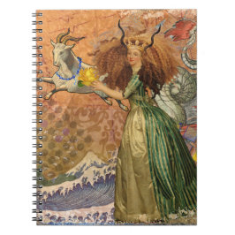 Caderno Espiral Dama do Renascimento Capricórnio Fantasia Vintage