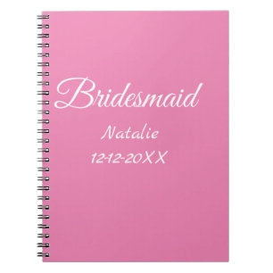 Caderno Espiral Damas de honra rosa minimalistas simples adicionar