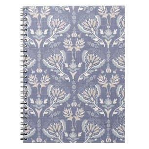 Caderno Espiral Damasco azul francês, chique.