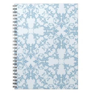Caderno Espiral Damasco azul pálido