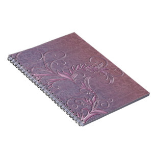 Caderno Espiral Damasco de Efeito Ombre Violeta rosa com Embeluras