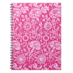 Caderno Espiral Damasco do cravo de Nouveau da arte, rosa do