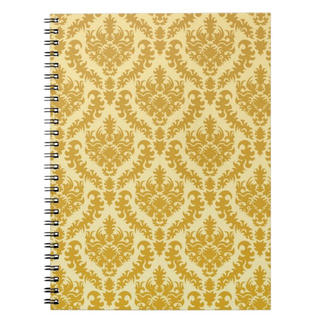 Caderno Espiral Damasco Dourado (Frente)