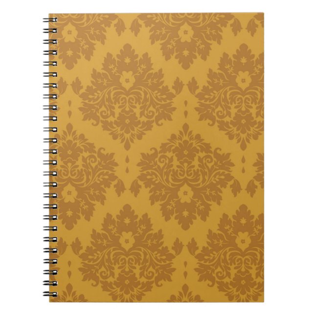 Caderno Espiral Damasco dourado luxuoso (Frente)