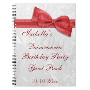 Caderno Espiral Damasco e arco da festa de aniversário de