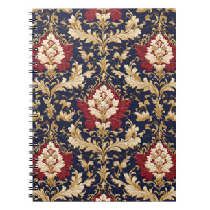 Caderno Espiral Damasco Floral Art Nouveau Dourado