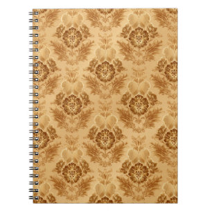 Caderno Espiral Damasco Floral Ouro Macio