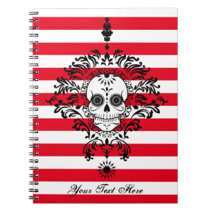 Caderno Espiral Damasco inoperante - crânio feito sob encomenda d
