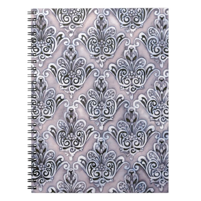 Caderno Espiral Damasco Roxo (Frente)