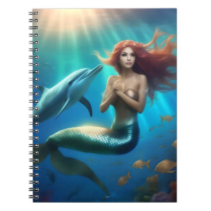 Caderno Espiral "Dança do Oceano: A Viagem de uma Sereia e Golfinh