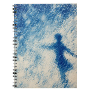 Caderno Espiral Dançando Através da Chuva   Azul Figurativo