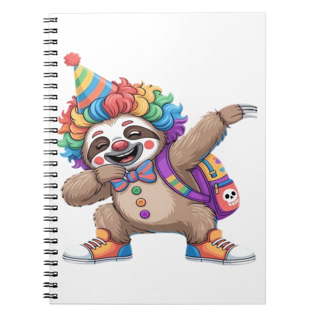 Caderno Espiral Dançando Palhaço Dabbing Spooky, preguiça do Hallo (Frente)