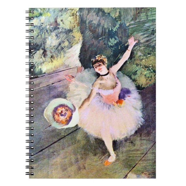 Caderno Espiral Dançarina com Buquê de Flores por Edgar Degas (Frente)