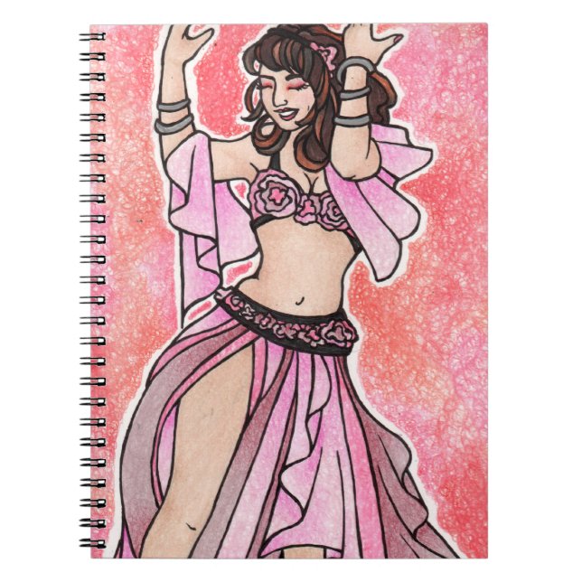 Caderno Espiral Dançarina de ventre rosa Habibi (Frente)