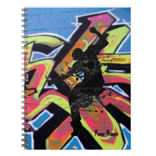 Caderno Espiral Dançarino dos grafites de Hip Hop personalizado
