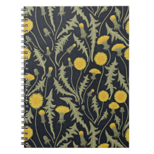 Caderno Espiral Dandeliões, verdes, amarelos e negros