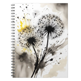 Caderno Espiral Dandelion - Flores aquarela