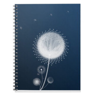 Caderno Espiral Dandelion Noturno Azul Arte em Tela - Noite Estrel