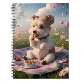Caderno Espiral Dandie Dinmont Terrier em um piquenique