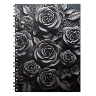 Caderno Espiral Dark Gothic Boho Black Roses Floral