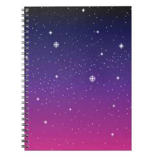 Caderno Espiral Dark Purple Starry Night Sky