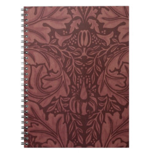Caderno Espiral Dark Red Acanthus Leaves (por William Morris)