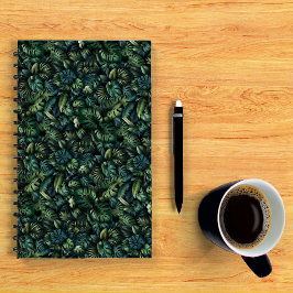 Caderno Espiral Dark Tropical Monstera Jungle Botanical Photo