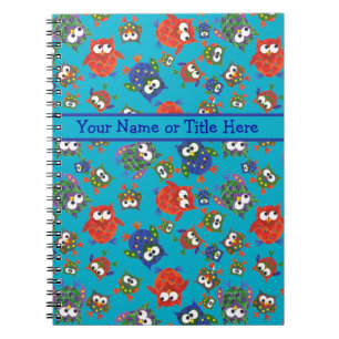 Caderno espiral das corujas bonitos, vermelho,