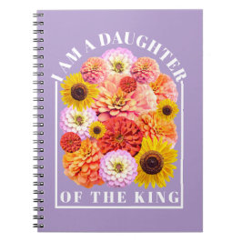 Caderno Espiral Daughter of The King Bible Verse Flower