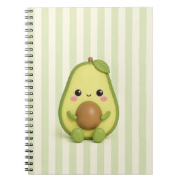 Caderno Espiral de Abacate Kawaii Fofo
