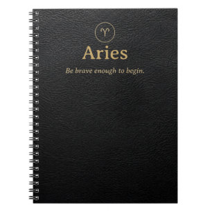 Caderno Espiral de Áries - Aparência de Couro Sint