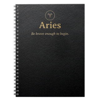 Caderno Espiral de Áries - Aparência de Couro Sint