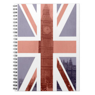 Caderno espiral de Big Ben da bandeira britânica