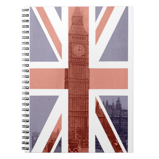 Caderno espiral de Big Ben da bandeira britânica (Frente)