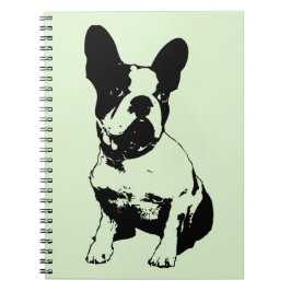 Caderno espiral de buldogue francês