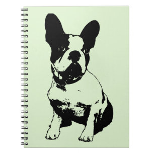 Caderno espiral de buldogue francês