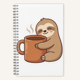 Caderno Espiral de Café com Preguiça Kawaii | Jo E